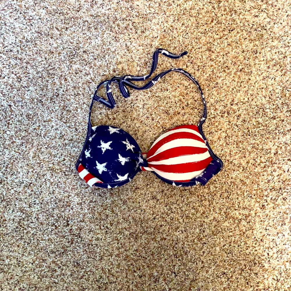 Red, white, and blue bikini top